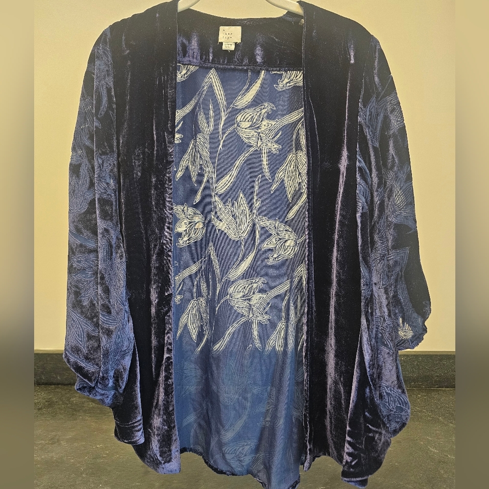 a new day Velvet Kimono in Deep Blue